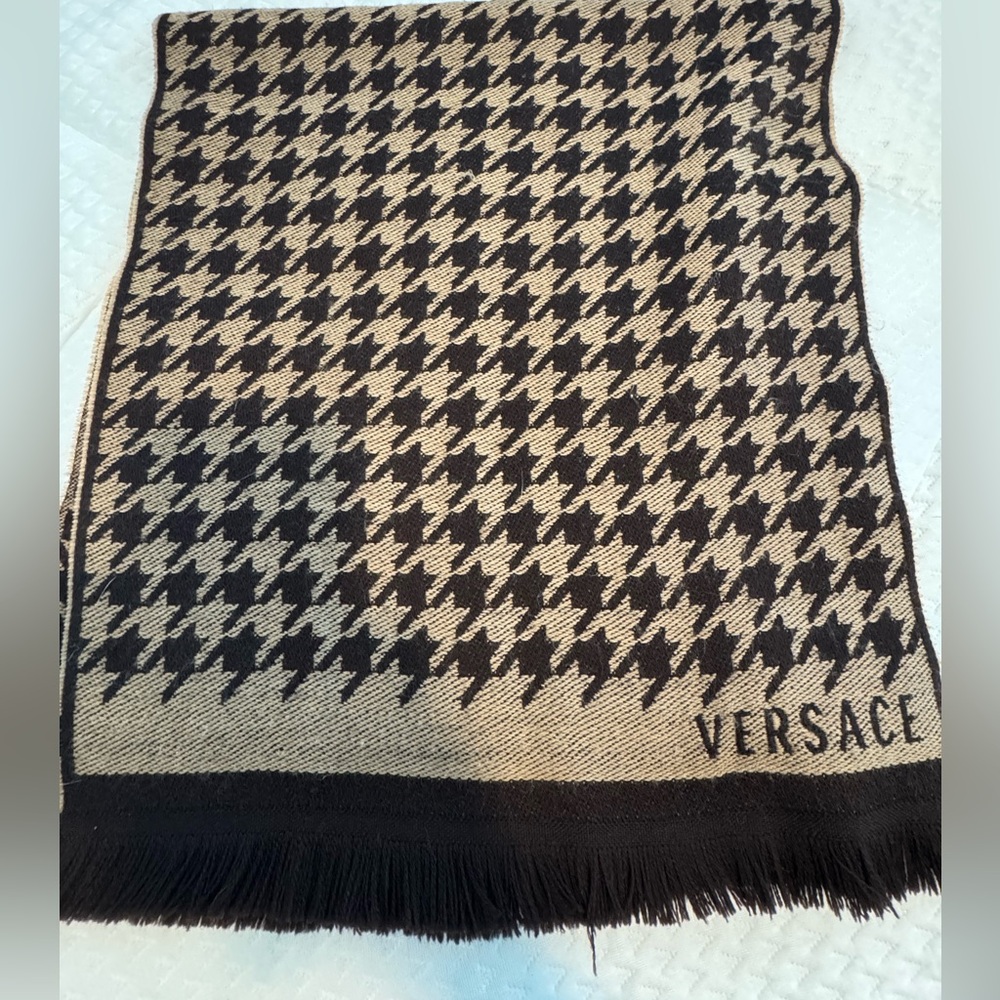 Versace Houndstooth Scarf - 2 Tone Brown